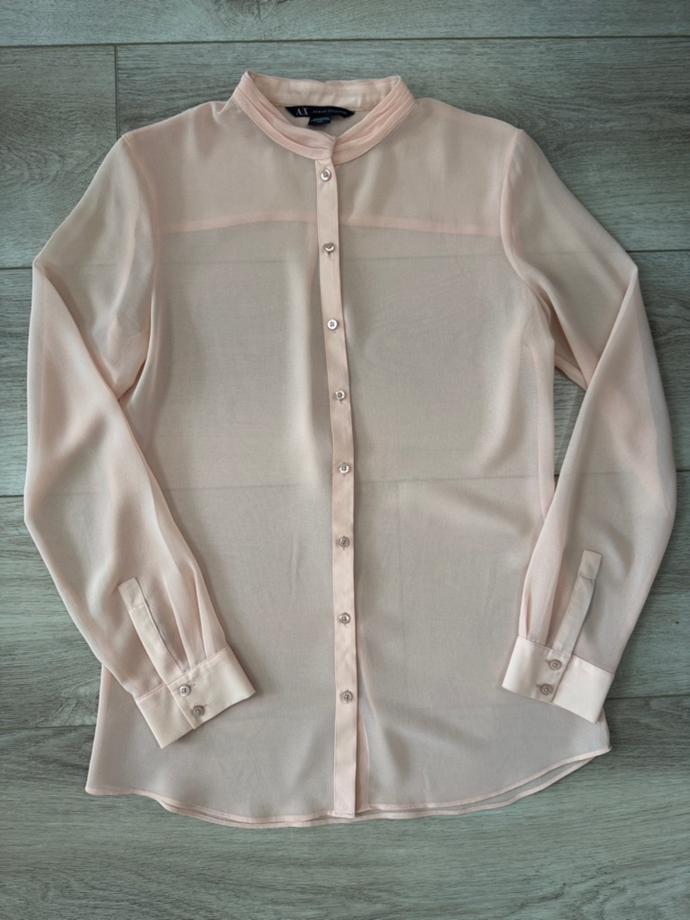 A/X Armani Exchange Light Peach Sheer Button-Down Blouse